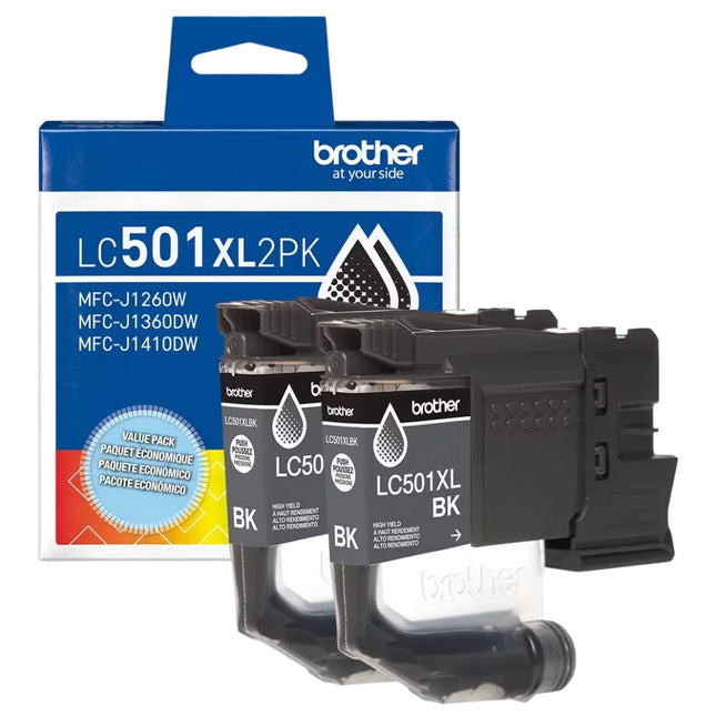 Original Brother LC501XL High Yield Black Ink Cartridge-2-Pack