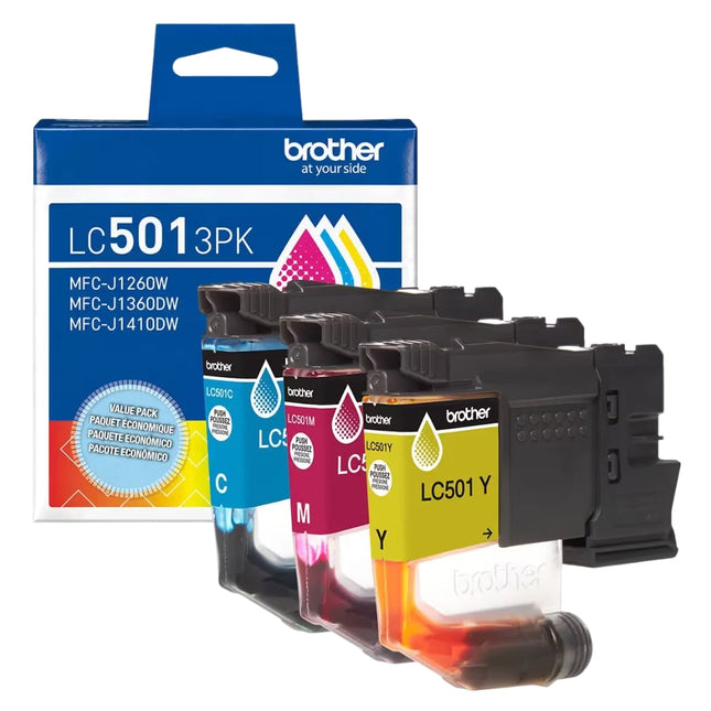 Original Brother LC501 Standard Yield Multi-Color (CMY) Ink Cartridge,3-Pack