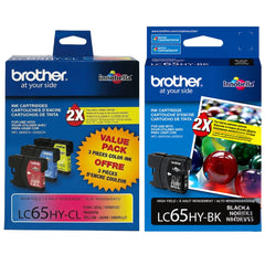 Original Brother LC65 Black, Cyan, Magenta, Yellow Ink Cartridges