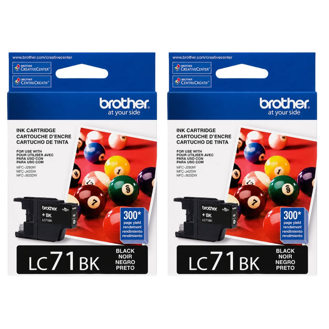 Original Brother LC71 Black Ink Cartridge, Pack Of 2