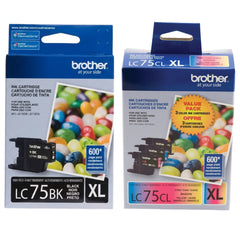 Original Brother LC75 Black, Cyan, Magenta, Yellow Ink Cartridges