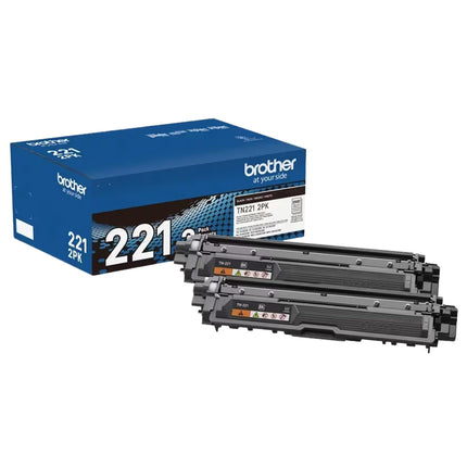 Original Brother TN-221 Standard-Yield Black Toner Cartridge, 2-Pack