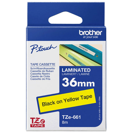 Original Brother TZe-661 Labelling Tape Cassette 36mm (W) * 8m (L) Black print on Yellow Tape-TZe-661