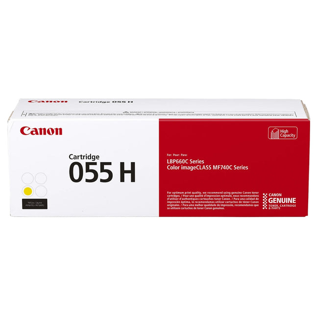 Original Canon 055H High-Yield Yellow Laser Toner Cartridge, 3017C001