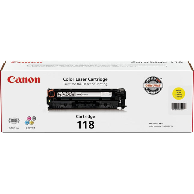 Original Canon 118 High Yield Yellow Toner Cartridge, 2659B001AA