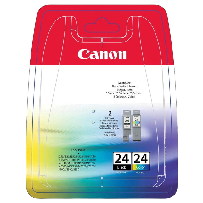 Original Canon BCI-24 Black & Color Ink Cartridge, 6881A064