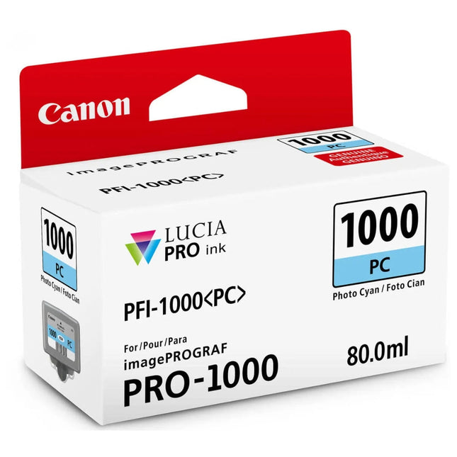 Original Canon PFI-1000 Standard Yield Photo Cyan Ink Cartridge, 0550C002