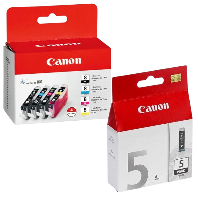 Original Canon PGI-5 Black / CLI-8 Black, Colors 5-Pack Ink Cartridges
