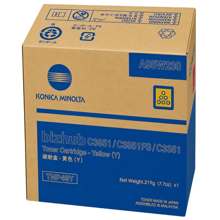 Original Konica Minolta TNP49Y High Yield Yellow Toner Cartridge, A95W230