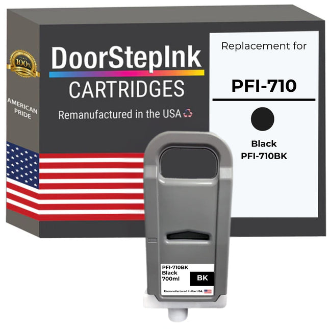 DoorStepInk Brand for Canon PFI-710 Standard Yield Black Remanufactured in the USA Ink Cartridge, 2354C001