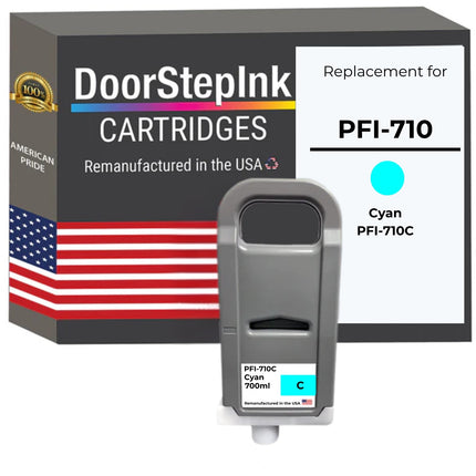 DoorStepInk Brand for Canon PFI-710 Standard Yield Cyan Remanufactured in the USA Ink Cartridge, 2355C001