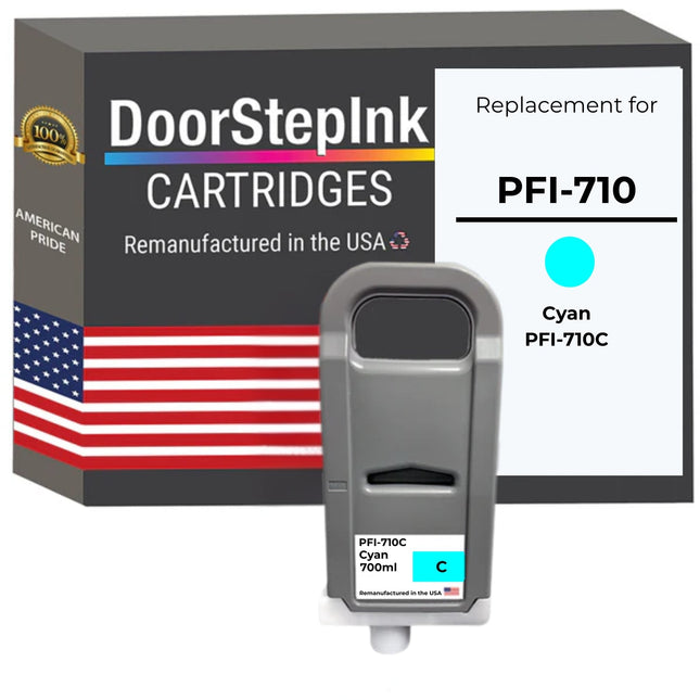 DoorStepInk Brand for Canon PFI-710 Standard Yield Cyan Remanufactured in the USA Ink Cartridge, 2355C001