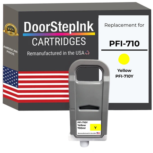 DoorStepInk Brand for Canon PFI-710 Standard Yield Yellow Remanufactured in the USA Ink Cartridge, 2357C001