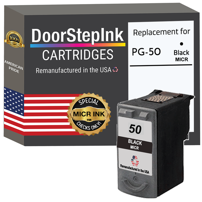 DoorStepInk Brand for Canon PG-50 Black MICR Remanufactured in the USA Ink Cartridge