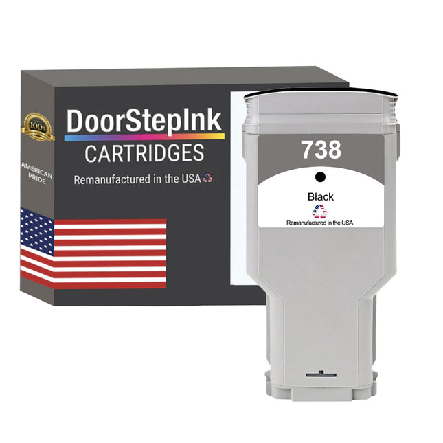 DoorStepInk Brand for HP 738 300ML High Yield Black Remanufactured in the USA Ink Cartridge, 498N8A