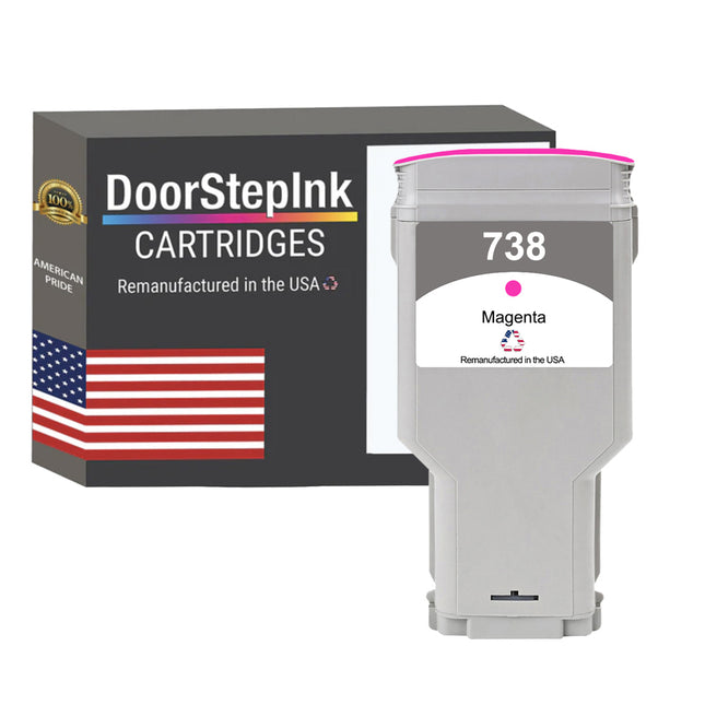 DoorStepInk Brand for HP 738 300ML High Yield Magenta Remanufactured in the USA Ink Cartridge, 676M7A
