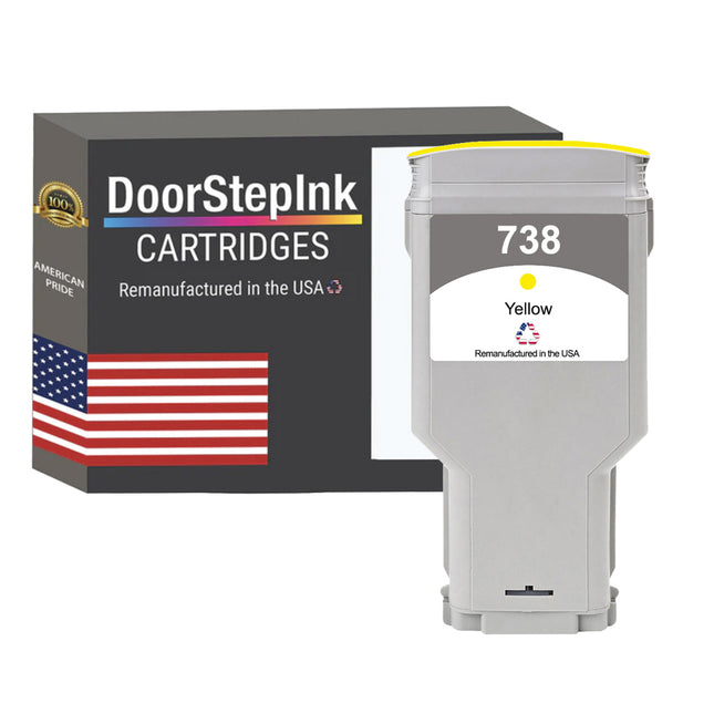 DoorStepInk Brand for HP 738 300ML High Yield Yellow Remanufactured in the USA Ink Cartridge, 676M8A