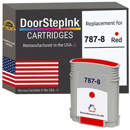 DoorStepInk Brand for Pitney Bowes 787-8 Standard Yield Red Remanufactured in the USA Ink Cartridges, 787-8