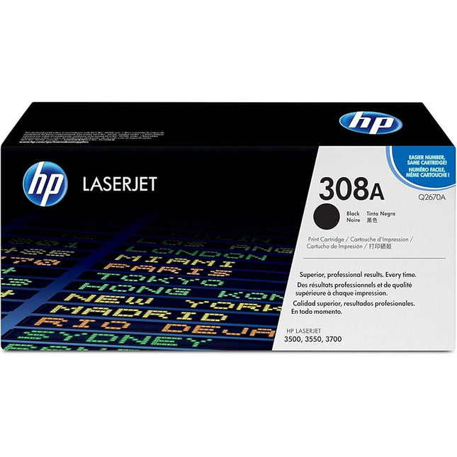 Original HP 308A Standard-Yield Black Toner Cartridge, Q2670A