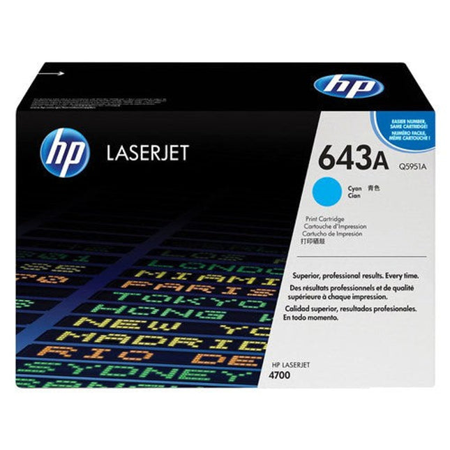 Genuine HP 643A Standard-Yield Cyan Laser Toner Cartridge, Q5951A