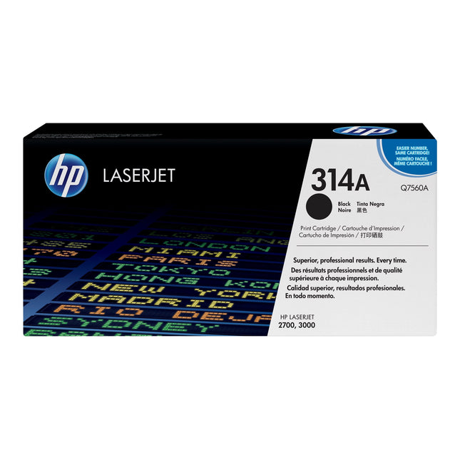 Original HP 314A Standard-Yield Black Toner Cartridge, Q7560A