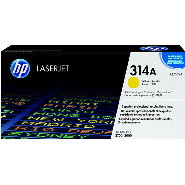 Original HP 314A Standard-Yield Yellow Toner Cartridge, Q7562A