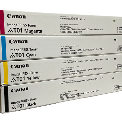 Original Canon T01 High Yield Multi-Color Toner Cartridge, 4-Pack