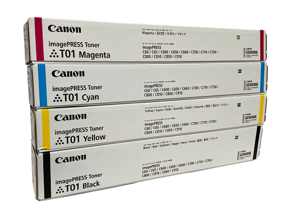 Original Canon T01 High Yield Multi-Color Toner Cartridge, 4-Pack