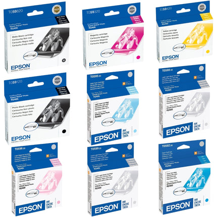 Original Epson 59 (T059) Black and Color 9pk Ink Cartridges

