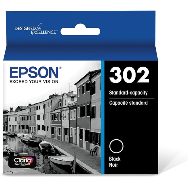 Epson T302 Claria Premium Standard-Yield Black Ink Cartridge, T302020-S