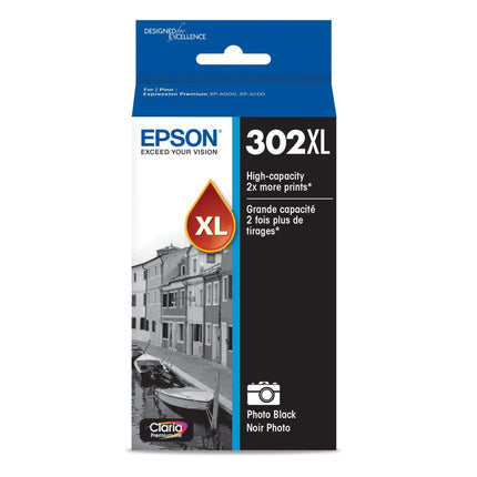 Epson 302XL Claria Premium High-Yield Photo Black Ink Cartridge, T302XL120
