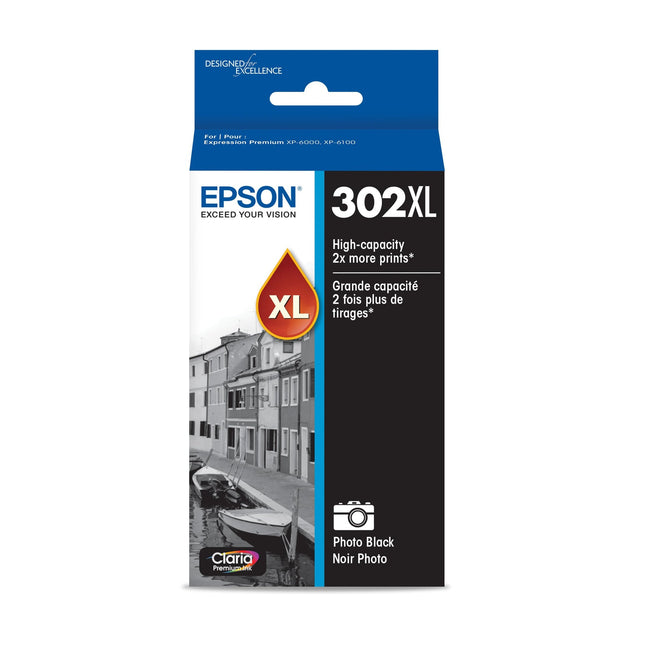 Epson 302XL Claria Premium High-Yield Photo Black Ink Cartridge, T302XL120