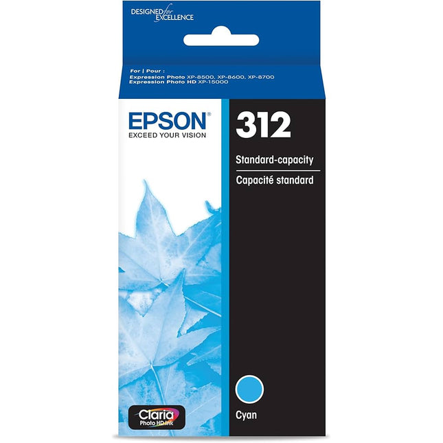 Genuine Epson 312 Cyan Claria Photo HD Ink Cartridge, T312220
