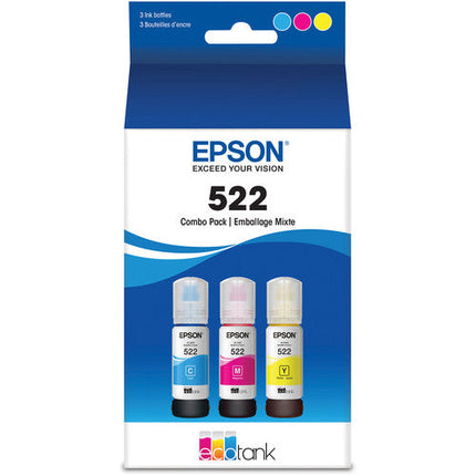 Original Epson T522 High-Yield Multi Color (3-Pack) Ink Bottles, T522520-S
