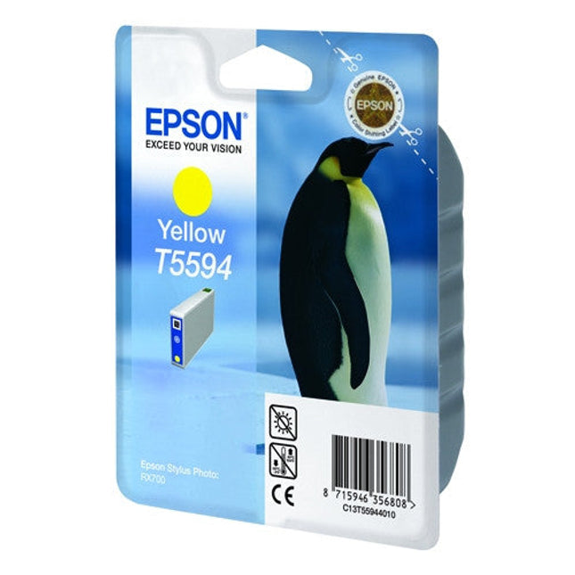 Original Epson T5594 Standard Yield Yellow Ink Cartridge, C13T55944010