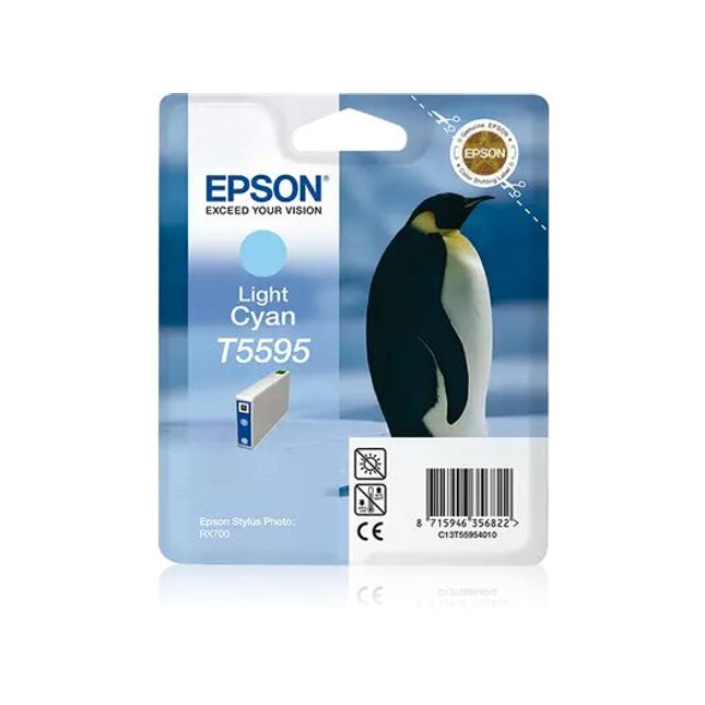 Original Epson T5595 Standard Yield Light Cyan Ink Cartridge, C13T55954010