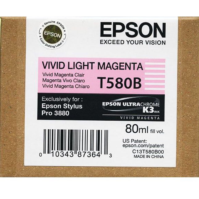 Genuine Epson T580B 80ML UltraChrome K3 Vivid Light Magenta Inkjet Cartridge