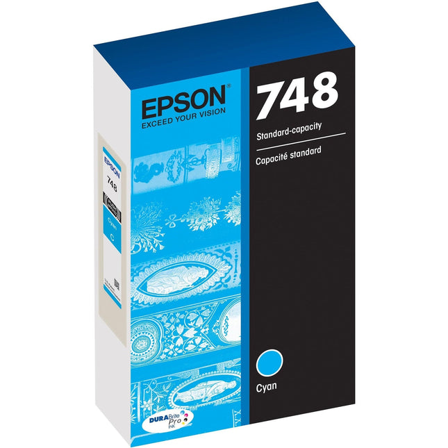 Genuine Epson 748 Standard-Yield Cyan DURABrite Pro Ink Cartridge, T748220