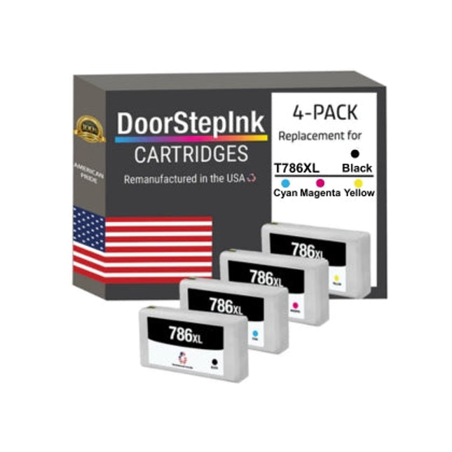 DoorStepInk Brand for Epson T786XL High Yield Multi-Color Remanufactured in USA Ink Cartridge, T786XL-BCS