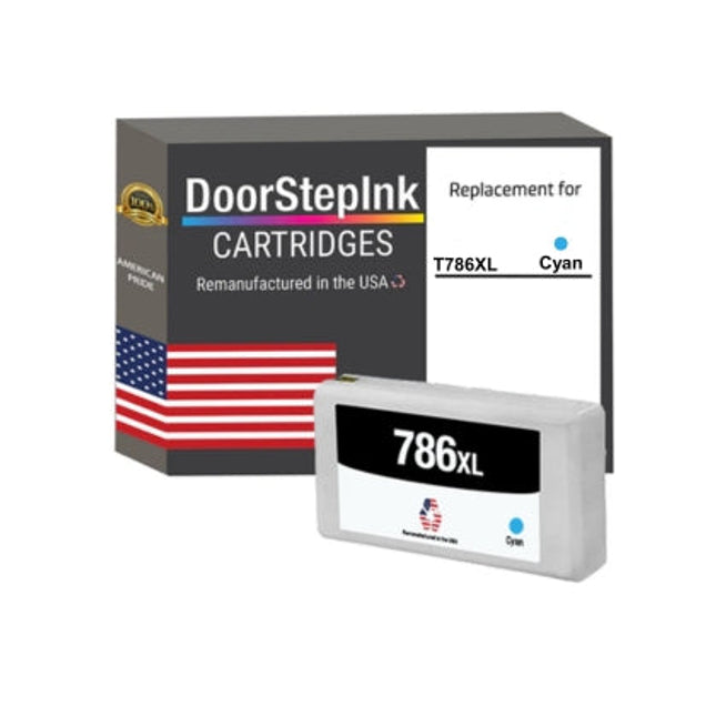 DoorStepInk Brand for Epson T786XL High Yield Cyan Remanufactured in USA Ink Cartridge, T786XL220