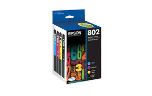Original Epson 802 Standard Yield Multi-Color (4-Pack) Ink Cartridge, T802120-BCS