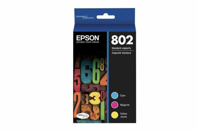 Original Epson 802 Standard Yield Multi-Color (3-Pack) Ink Cartridge, T802520-S