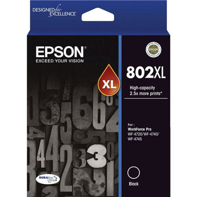 Original Epson 802XL High Yield Black Ink Cartridge, T802XL120 