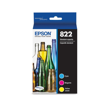 Original Epson 822 Standard Yield Multi-Color (3-Pack) Ink Cartridge, T822520-S