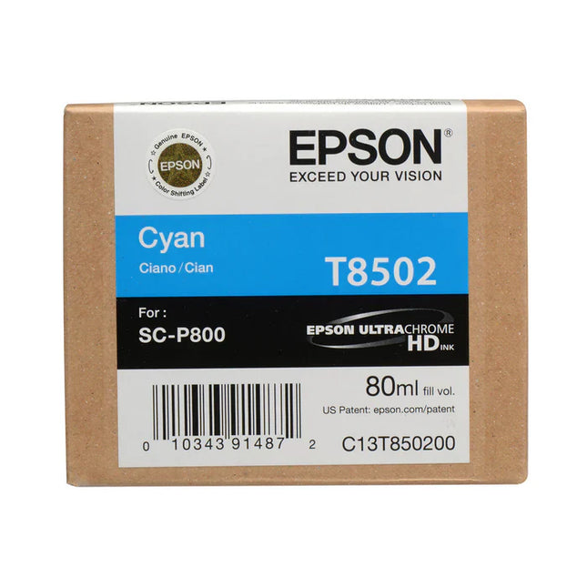 Genuine Epson 80ml UltraChrome HD Cyan Ink Cartridge, T850200