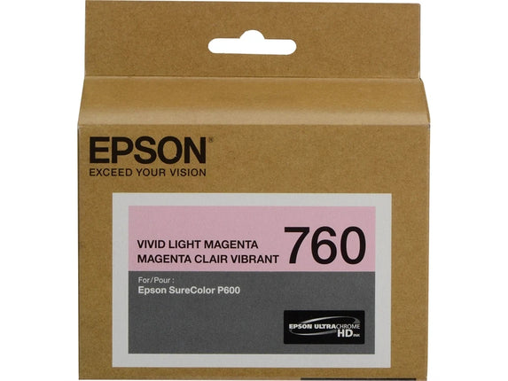 Original Epson T760 Standard Yield VIVD LIGHT MAGENTA Ink Cartridge, T9096