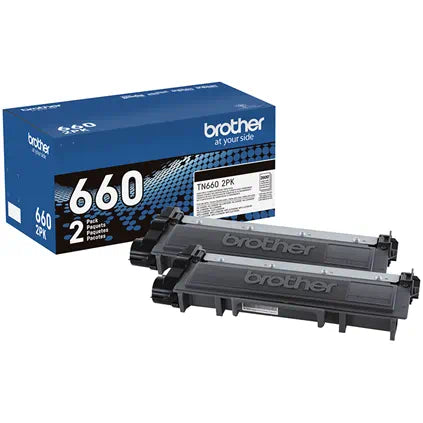 Original Brother TN-660 High Yield Black Toner Cartridge-2-Pack