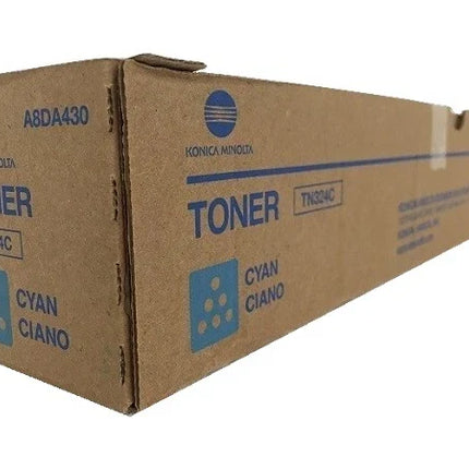 Original Konica Minolta TN324C Standard Yield Cyan Toner Cartridge, A8DA430
