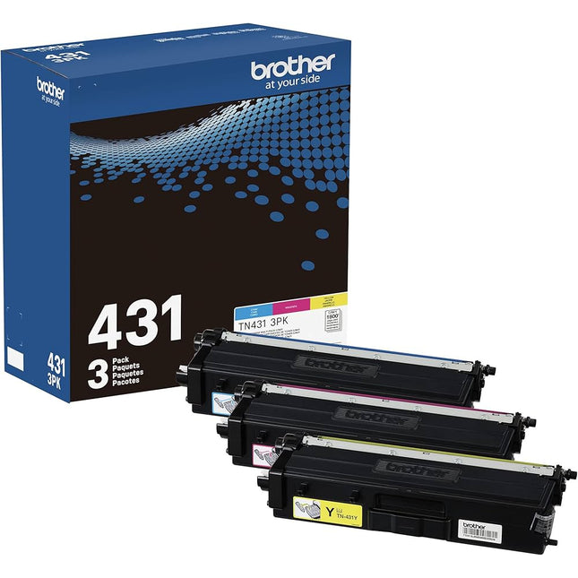 Brother Standard-Yield Cyan, Yellow and Magenta Toner Cartridge, TN431 3PK