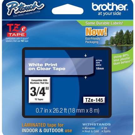 Genuine Brother M-2312PK Tape, 1/2" (0.47") Wide Standard Non-Laminated Tape, Black on White, 0.47" x 26.2' (12mm x 8M) M231 2-PK